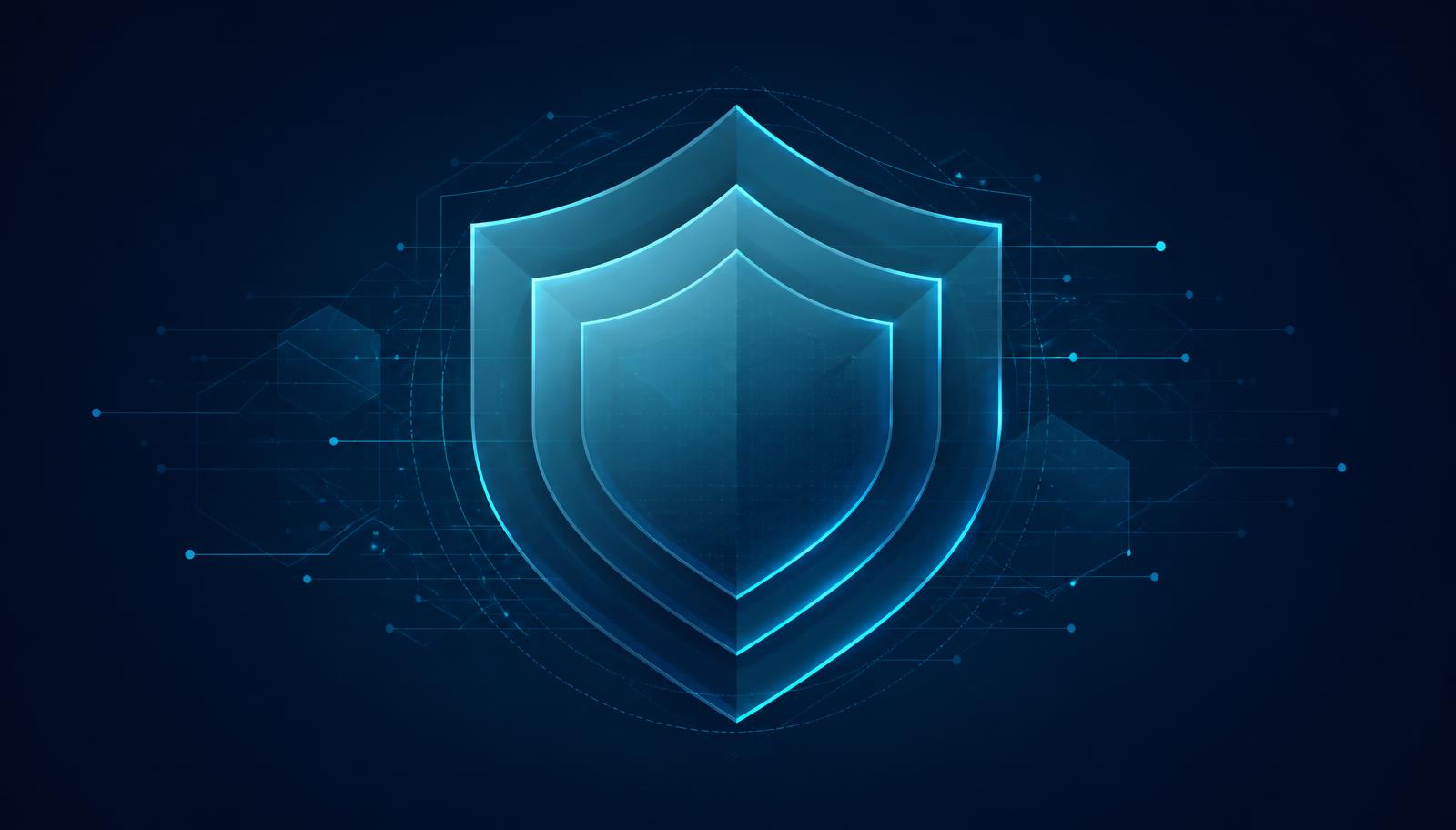 Abstract layered shield illustration representing application security controls